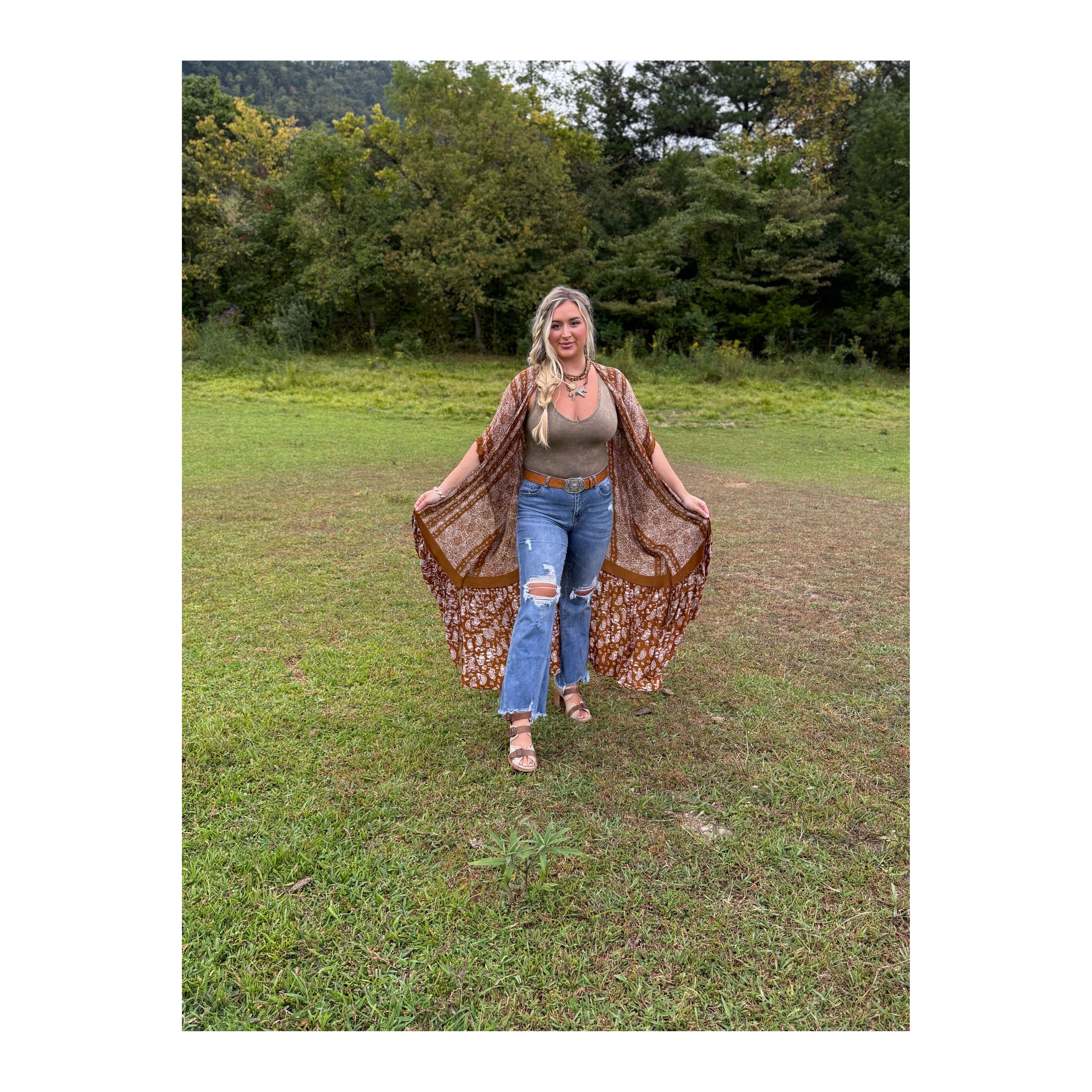 Rustic Spirit Brown Paisley Duster